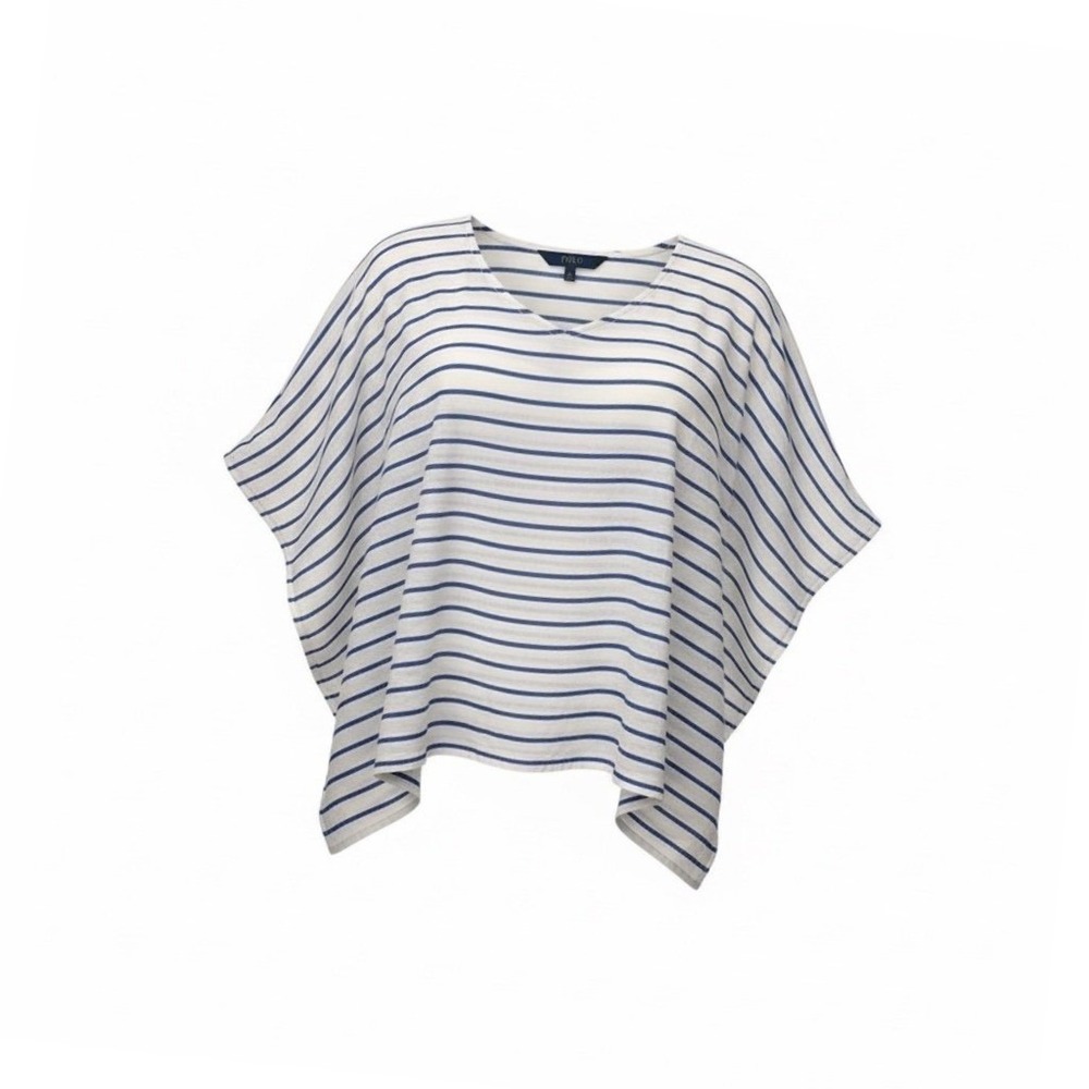 Polo Ralph Lauren Striped Boatneck Mariner Top Womens 12 Large Boxy Poncho Tee